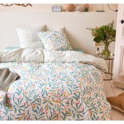 Promo ???? ACTUEL Parure Housse De Couette En Microfibre Motif Feuilles ROMEO ????