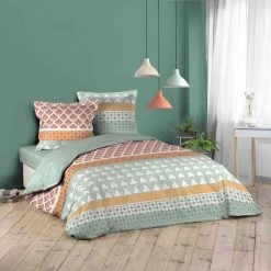 Meilleure vente 🥰 Paris Prix Parure De Lit 3 Pièces Apoline 240x220cm Vert 🔥