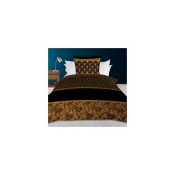 Coupon ???? Soleil D'ocre Parure Housse De Couette 140x200 Cm En Coton 57 Fils PAON Noir Et Doré, Par Soleil D'ocre ????