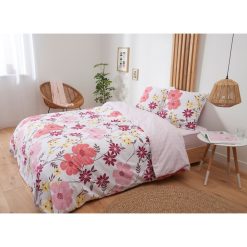 Vente flash ???? Parure Housse De Couette En Coton 57 Fils Motif Floral LOLLYBEL ????
