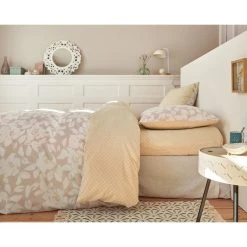 Nouveau 👏 ACTUEL Parure Housse De Couette En Coton 52 Fils Motif Floral AUDE 💯