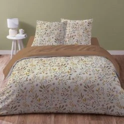 Remise ❤️ Parure Housse De Couette En Microfibre Motif Floral LYSE 👏