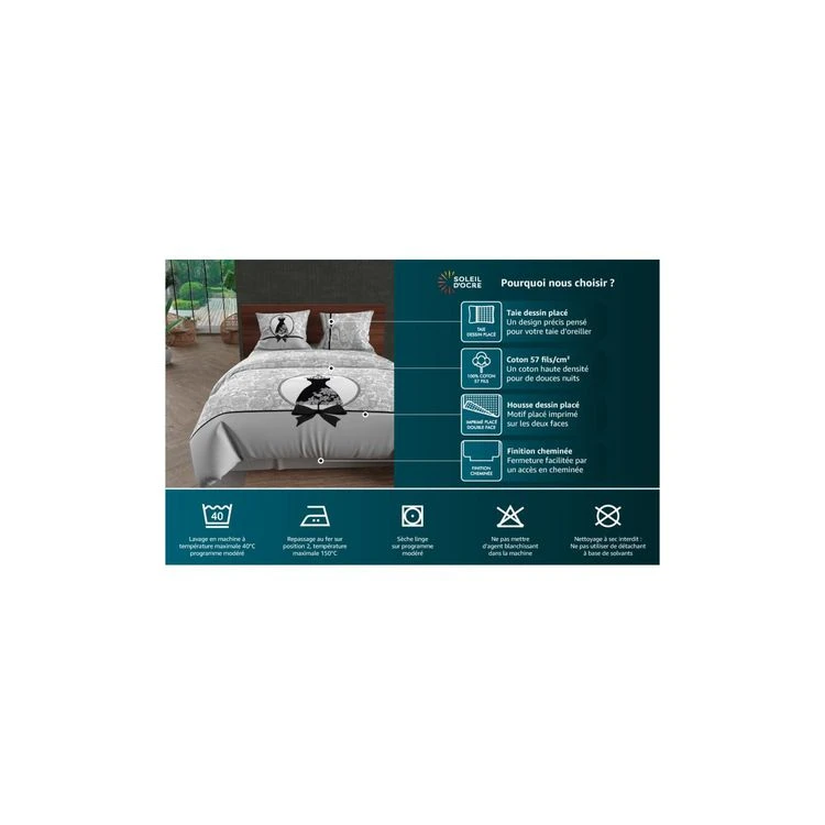 Le moins cher 🤩 Soleil D'ocre Parure Housse De Couette Coton 57 Fils 140x200 Cm WINTER HEART Par Soleil D'ocre 🧨 2 Le moins cher 🤩 Soleil D'ocre Parure Housse De Couette Coton 57 Fils 140x200 Cm WINTER HEART Par Soleil D'ocre 🧨 – Image 2