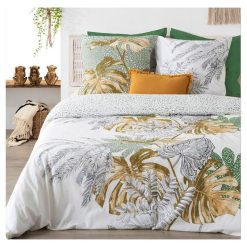 Sortie ???? ATMOSPHERA Parure Housse De Couette En Coton 57 Fils MONSTERA ????