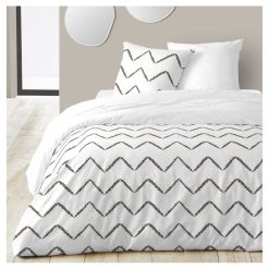 Vente flash ???? Parure Housse De Couette En Coton 57 Fils Motif Géométrique ZIGGY ????