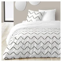 Vente flash 🥰 Parure Housse De Couette En Coton 57 Fils Motif Géométrique ZIGGY 🥰