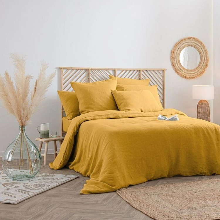 Bon marché 🤩 Housse De Couette Lin Adorable 240x220cm Jaune Ocre 🔔 1 Bon marché 🤩 Housse De Couette Lin Adorable 240x220cm Jaune Ocre 🔔