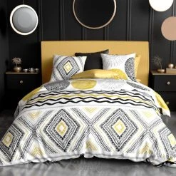 Remise 🥰 No Name Housse De Couette 220x240 Avio + 2 Taies 100% Coton 57 Fils 👏