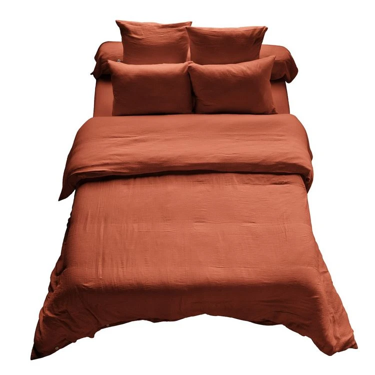 Meilleure vente 🌟 No Name Housse De Couette Unie 240x220 Cm Gaze De Coton Terracotta 😉 2 Meilleure vente 🌟 No Name Housse De Couette Unie 240x220 Cm Gaze De Coton Terracotta 😉 – Image 2