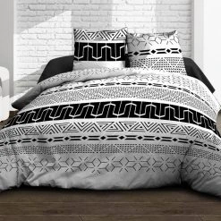 Remise 🎁 Kaliss Housse De Couette 240x260 Graphic + 2 Taies 100% Coton 57 Fils 👏