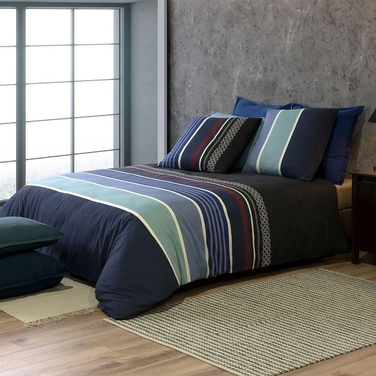 Promo ✔️ No Name Housse De Couette 200x200 + 2 Taies Azul Coton Percale 71 Fils ✨ 1 Promo ✔️ No Name Housse De Couette 200x200 + 2 Taies Azul Coton Percale 71 Fils ✨