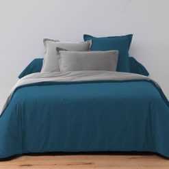 Grosses soldes ???? No Name Housse De Couette 260x240 Bicolore Gris Canard + 2 Taies Coton 57 Fils ???? -LOLLYBEL Magasin unnamed file 1542