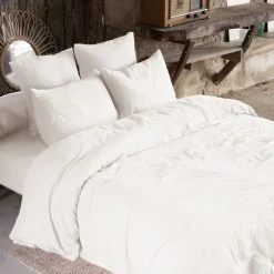 Vente flash ✔️ No Name Housse De Couette Unie 200x200 Cm Gaze De Coton Chantilly 😀