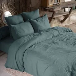 Remise 👍 No Name Housse De Couette Unie 260x240 Cm Gaze De Coton Canard 🔥