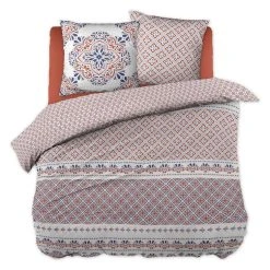 Promo 🤩 No Name Housse De Couette 240x220 + 2 Taies Terracotta Coton 57 Fils 👏