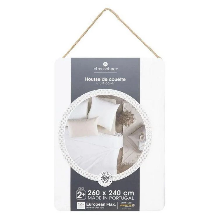 Offres 🤩 Housse De Couette Lin Adorable 260x240cm Blanc ❤️ 2 Offres 🤩 Housse De Couette Lin Adorable 260x240cm Blanc ❤️ – Image 2