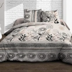 Sortie 🥰 Kaliss Housse De Couette 240x260 Stevia + 2 Taies 100% Coton 57 Fils 🎁