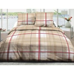 Sortie 🎁 Le Linge De Jules Housse De Couette 220x240 + 2 Taies Pur Coton 57 Fils - Bristol Rouge 🛒