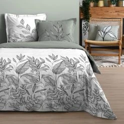 Sortie 🔔 Lovely Casa Housse De Couette 240x220 Japandi Sauge + 2 Taies Coton 57 Fils 👏