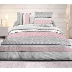 Grosses soldes 🔔 Le Linge De Jules Housse De Couette 240x260 + 2 Taies Pur Coton 57 Fils - Leon Poudre 🎉