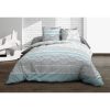 Acheter ???? Le Linge De Jules Housse De Couette 240x260 + 2 Taies - Pur Coton 57 Fils - Louise Bleu ????