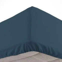 Bon marché 👍 Paris Prix Drap Housse Lina 180x200cm Bleu Nuit 😀