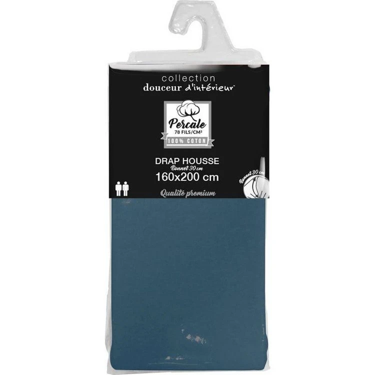 Acheter 🤩 Paris Prix Drap Housse Percaline 160x200cm Bleu ⌛ 3 Acheter 🤩 Paris Prix Drap Housse Percaline 160x200cm Bleu ⌛ – Image 3