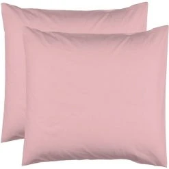 Sortie ❤️ Le Linge De Jules 2 Taies D'Oreiller 63 X 63 Cm - Rose Poudré 💯