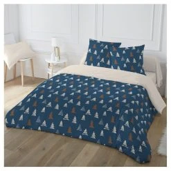 Nouveau 👏 Parure Housse De Couette En Polycoton Motifs Sapins SOUFFLE 🎉