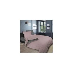 Meilleure vente 👍 Soleil D'ocre Parure De Lit En Coton Lavé 240x290 Cm BICOLORE Rose/gris 🔥