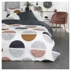 Nouveau 🎁 TODAY Parure Housse De Couette Coton 57 Fils Motifs Géométriques 🛒