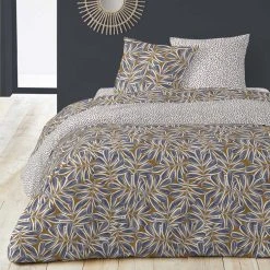 Vente flash 🎁 Parure Housse De Couette En Coton Motif Feuille ELISA 👍