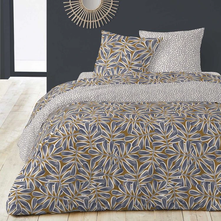 Vente flash 🎁 Parure Housse De Couette En Coton Motif Feuille ELISA 👍 1 Vente flash 🎁 Parure Housse De Couette En Coton Motif Feuille ELISA 👍