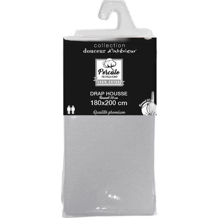 Meilleur prix 🥰 Paris Prix Drap Housse Percaline 180x200cm Gris 👍 3 Meilleur prix 🥰 Paris Prix Drap Housse Percaline 180x200cm Gris 👍 – Image 3