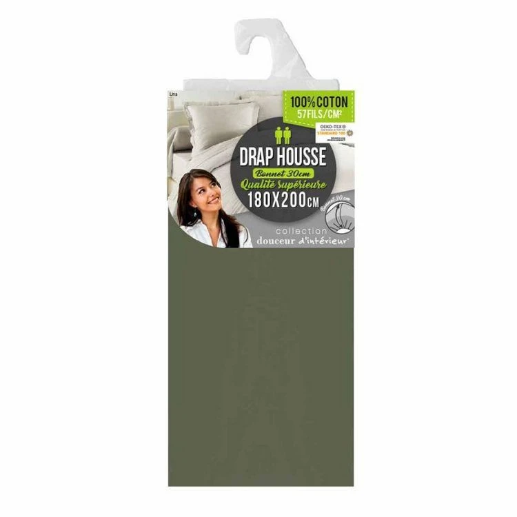 Grosses soldes 🧨 Paris Prix Drap Housse Lina 180x200cm Kaki 😀 3 Grosses soldes 🧨 Paris Prix Drap Housse Lina 180x200cm Kaki 😀 – Image 3