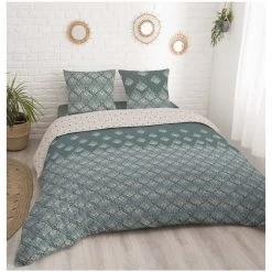 Meilleur prix ⭐ ACTUEL Parure Housse De Couette En Coton 57 Fils Motif Art Déco ROMANE ⭐