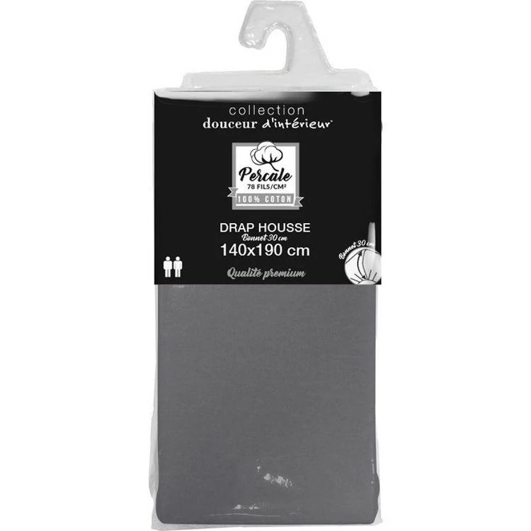 Remise 🌟 Paris Prix Drap Housse Percaline 140x190cm Anthracite ❤️ 3 Remise 🌟 Paris Prix Drap Housse Percaline 140x190cm Anthracite ❤️ – Image 3
