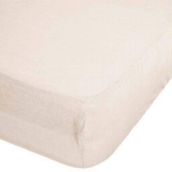 Remise ???? Drap Housse En Lin Adorable 140x190cm Beige Lin â