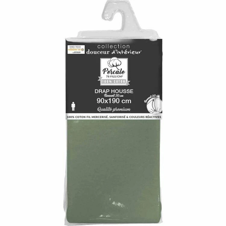Le moins cher 😍 Paris Prix Drap Housse Percaline 90x190cm Kaki 🎉 2 Le moins cher 😍 Paris Prix Drap Housse Percaline 90x190cm Kaki 🎉 – Image 2