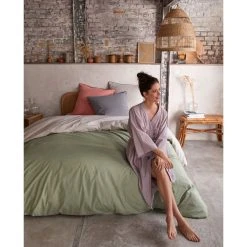 Coupon 😉 COTE DECO Parure Housse De Couette Bicolore En Coton BIO 57 Fils 🎉