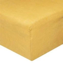 Meilleure vente ❤️ Drap Housse En Lin Adorable 160x200cm Jaune Ocre ✔️