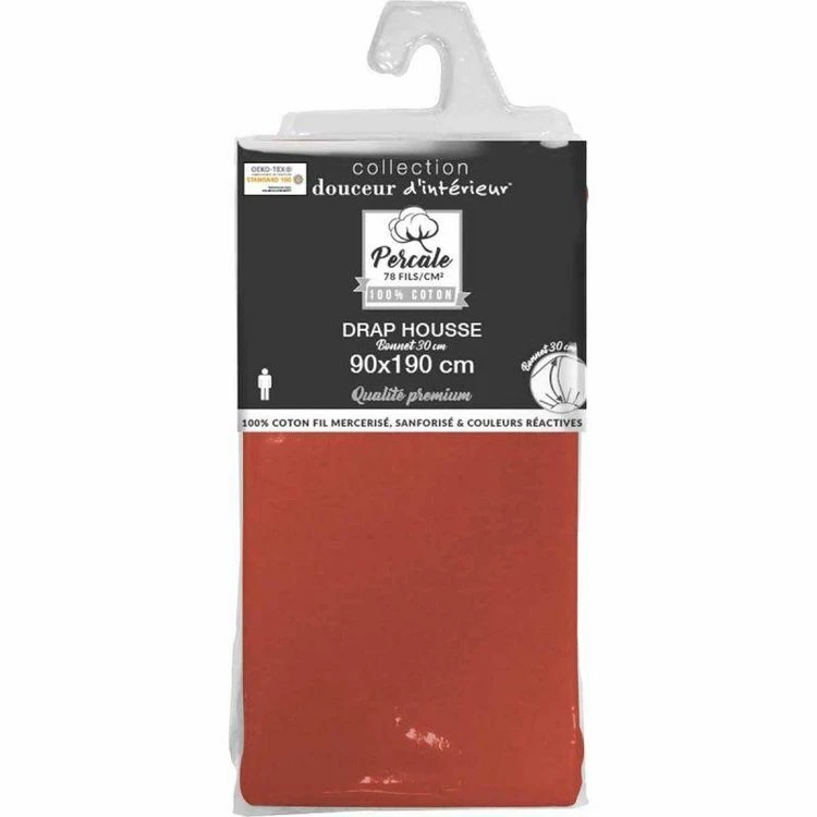 Remise 🌟 Paris Prix Drap Housse Percaline 90x190cm Terracotta ⭐ 2 Remise 🌟 Paris Prix Drap Housse Percaline 90x190cm Terracotta ⭐ – Image 2