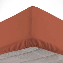 Remise ???? Paris Prix Drap Housse En Coton Linette 140x190cm Terracotta ????
