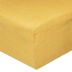 Acheter ✔️ Drap Housse En Lin Adorable 140x190cm Jaune Ocre 🎁