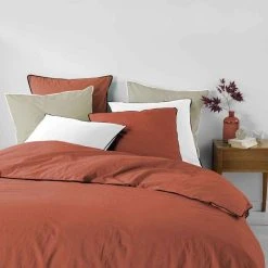Promo 🔔 Paris Prix Parure De Lit 3 Pièces Linette 240x220cm Terracotta ⌛