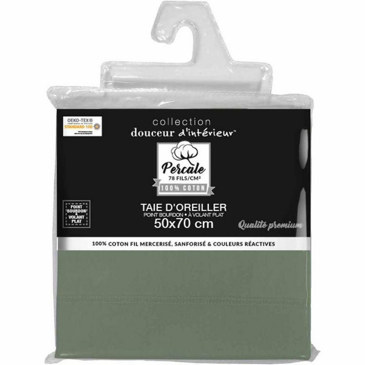 Paris Prix Taie d'Oreiller Percaline 50x70cm Kaki Remise ???? Paris Prix Taie D'Oreiller Percaline 50x70cm Kaki ???? -LOLLYBEL Magasin unnamed file 3268