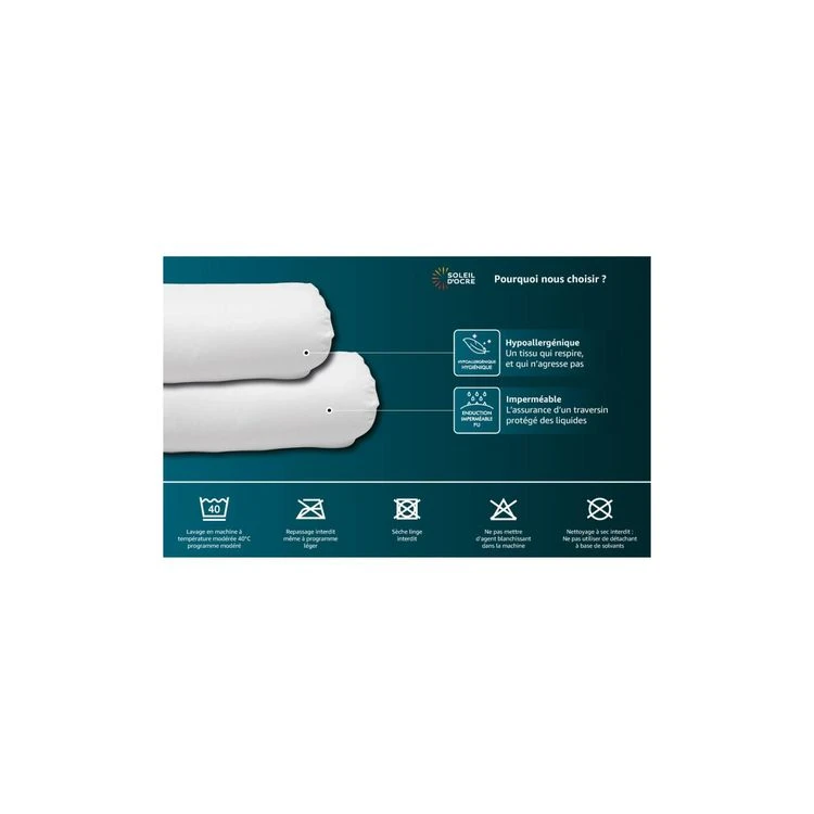 Offres 😀 Soleil D'ocre Taie Protège Traversin 45x145 Cm BOUCLETTE Imperméable 🎉 2 Offres 😀 Soleil D'ocre Taie Protège Traversin 45x145 Cm BOUCLETTE Imperméable 🎉 – Image 2