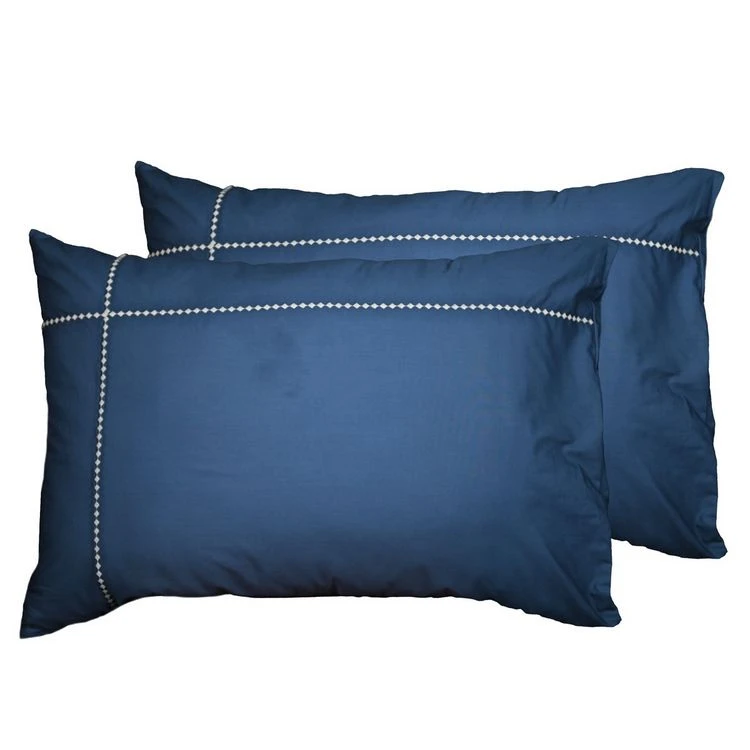 Nouveau 🔔 Sensei Maison Lot De 2 Taies D'oreiller Brodées En Percale De Coton DIAMOND 🎁 4 Nouveau 🔔 Sensei Maison Lot De 2 Taies D'oreiller Brodées En Percale De Coton DIAMOND 🎁 – Image 4