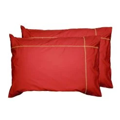 Vente flash 🌟 Sensei Maison Lot De 2 Taies D'oreiller Brodées En Percale De Coton CHEVRON 🌟