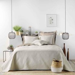 Grosses soldes ???? Paris Prix Couvre-Lit Matelassé Romane 220x240cm Lin ????